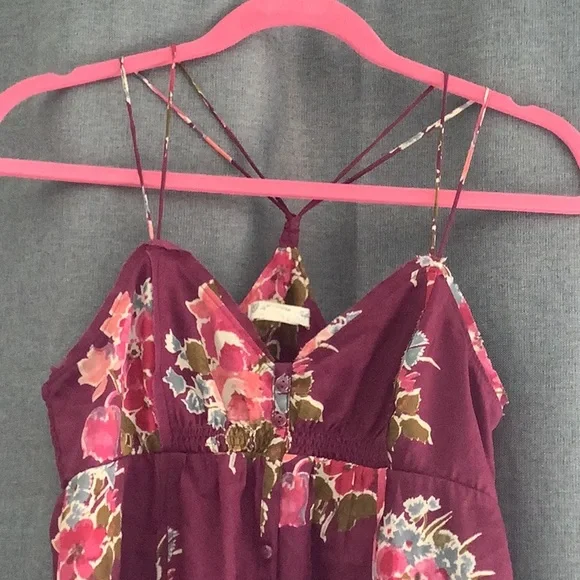 💥 American Eagle Outfitters purple gauze halter babydoll tiered dress Sz2 - Picture 2 of 16